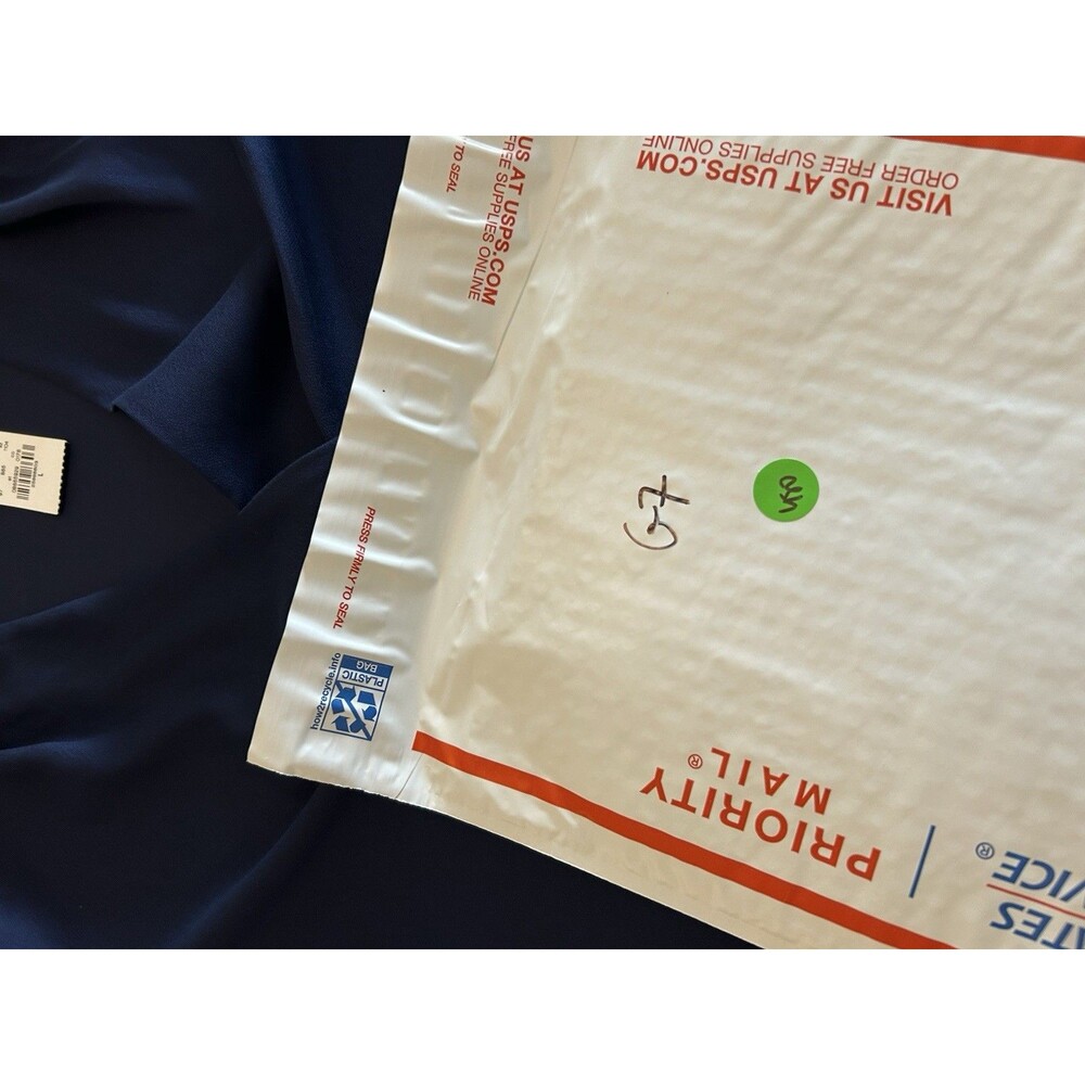 NEW! Express Women’s Blouse Navy Blue Short Sleeve Draped Front Size L - Picture 7 of 7